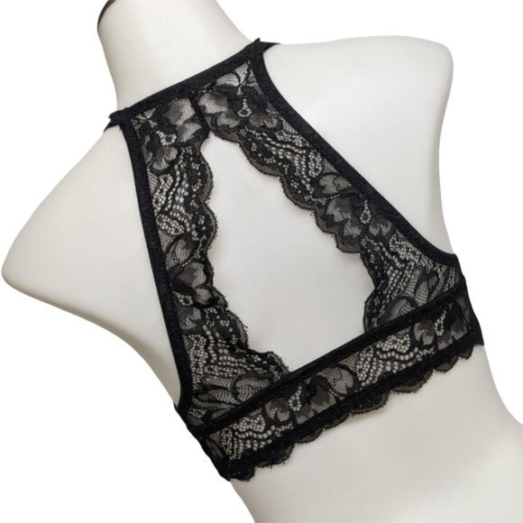 George Bralette  34 A Lace Back Underwire Padded Open Back Peephole Bra 34A - Picture 1 of 8